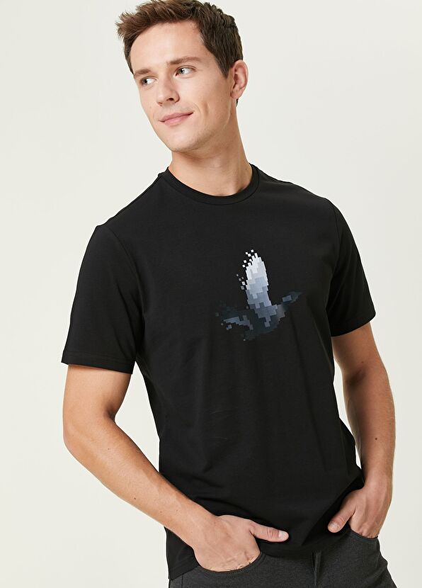 Beymen Club Siyah Piksel Kaz Baskılı T-shirt - 2