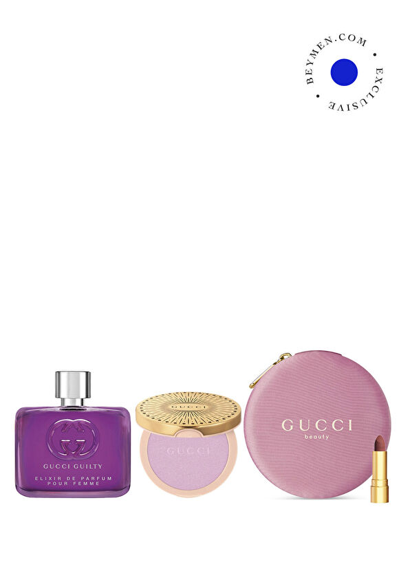 Gucci Guilty Elixir de Parfum Pour Femme 60 ml + Glow Highlighter 02 Frosted Lilac + Gucci Jewelry Bag and Mini Lipstick Makeup Set - 1