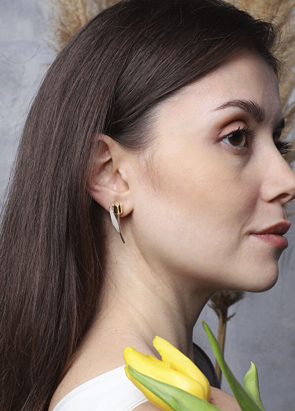 Ezra Baghaki Jewellery Sarı Lale 925 Ayar Gümüş Kadın Broş - 2