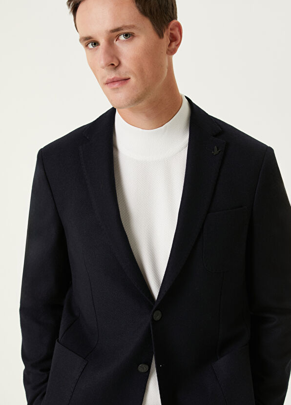 Beymen Club Koyu Lacivert Yün Kaşe Blazer - 2