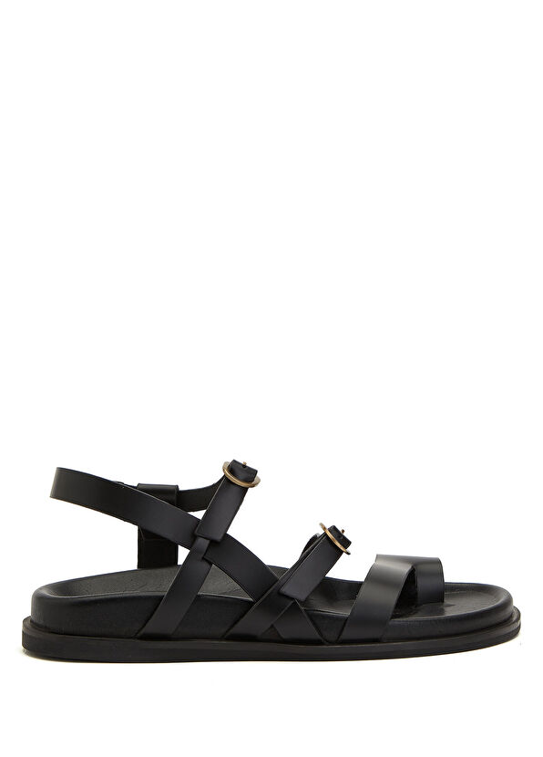 Beymen Club Black Amorphous Buckles Women's Leather Sandals - 1