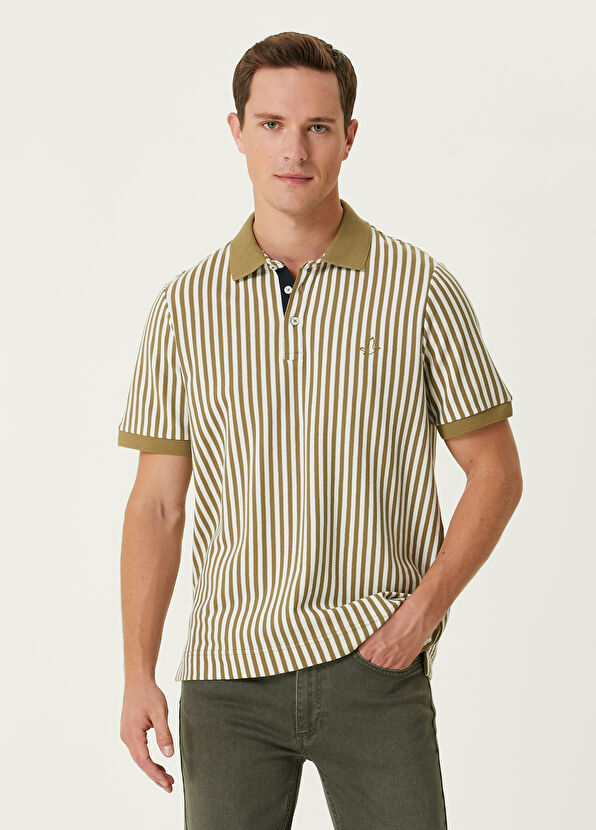 Beymen Club Comfort Fit Haki Çizgili Polo Yaka T-shirt - 2