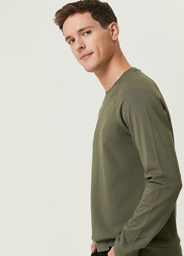 Beymen Club Açık Haki Çift Dokulu Uzun Kollu T-shirt - 2