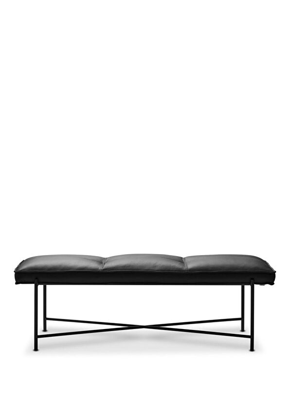Foqlio Vax Faux Leather Black Metal Bench - 1