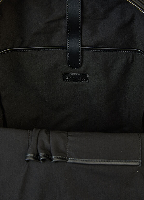 Stripe Siyah Erkek Deri Sırt Çantası - Görsel 6