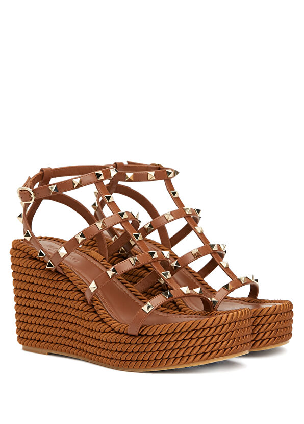 Rockstud Taba Kadın Deri Sandalet - Görsel 3