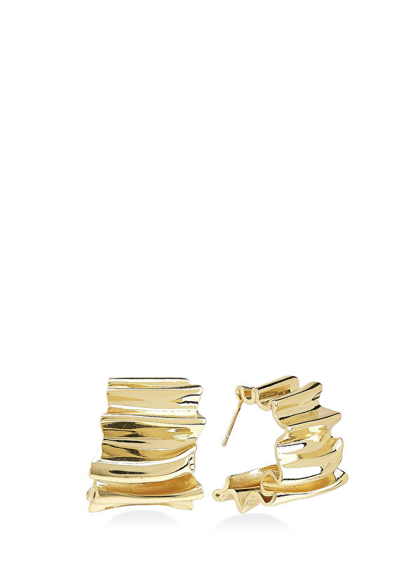 Beymen Club Gold Amorphous Women's Hoop Earrings - 3