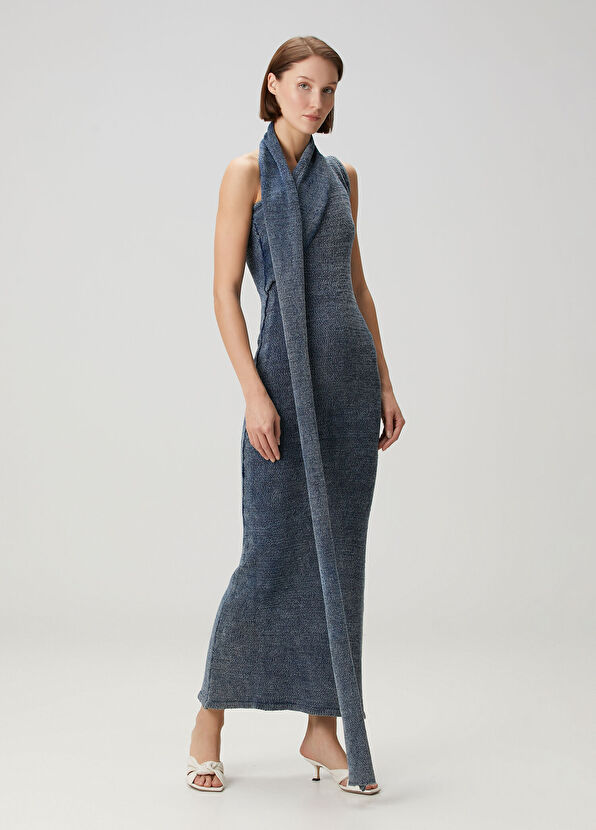 Aya Muse Han Mavi Maksi Triko Elbise - 1