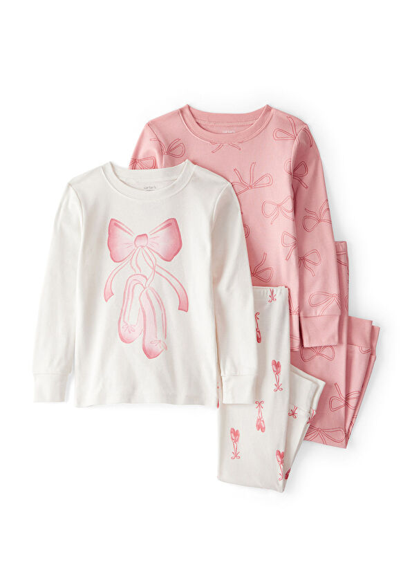 Carter's Patterned Girl's 4-Piece Pajama Set - 1