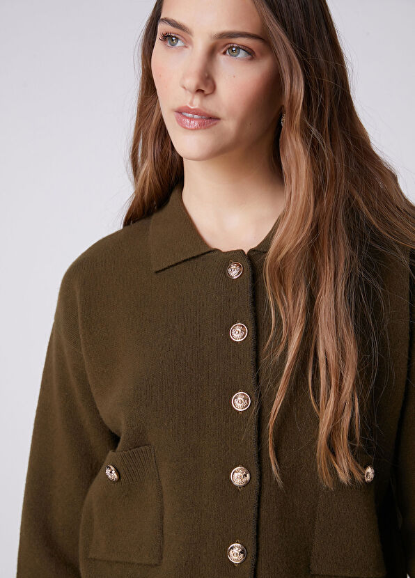 Beymen Club Khaki Boxy Fit Short Cardigan - 3