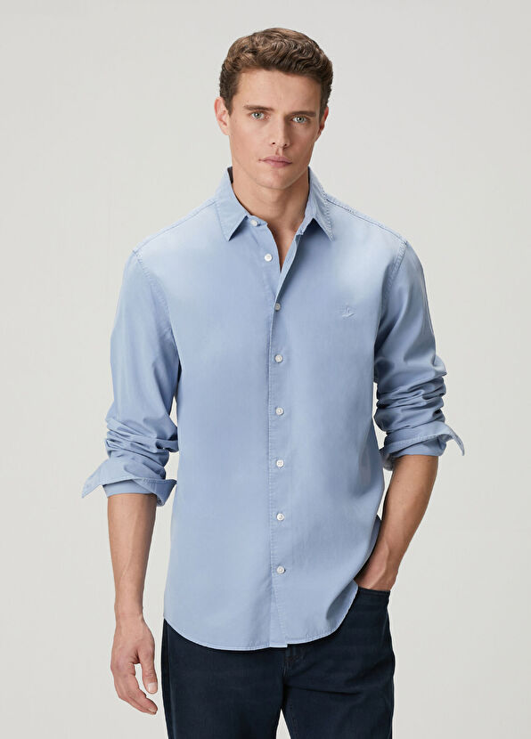 Beymen Club Mavi Parça Boya Comfort Fit Gömlek - 1