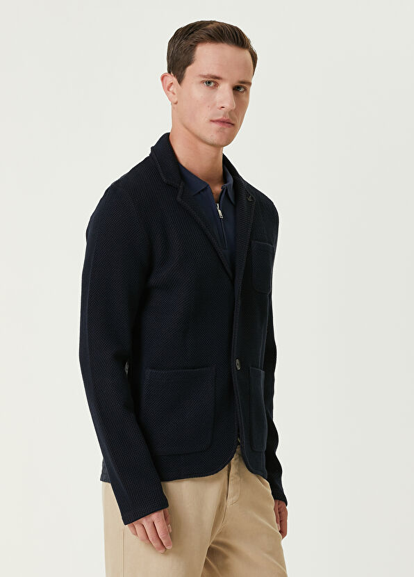 Beymen Club Lacivert Monogram Kapitone Detaylı Triko Ceket - 2