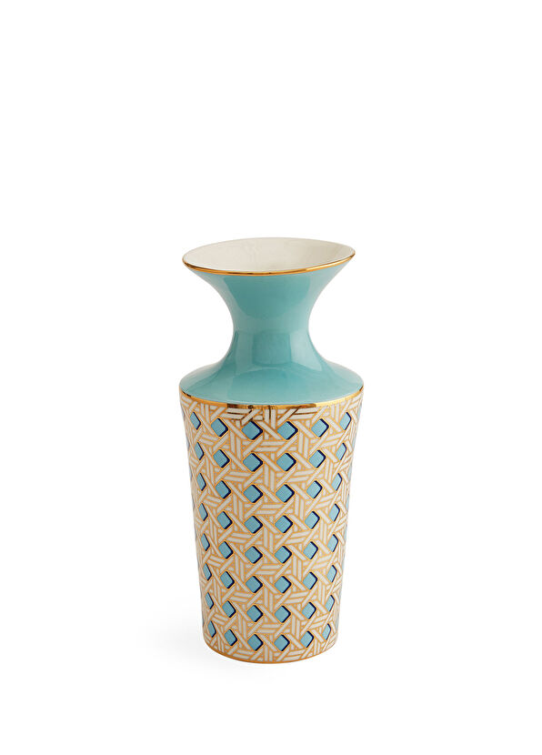 Jonathan Adler Basketweave Cuff Blue Vase - 1
