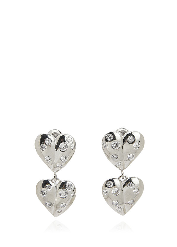 Beymen Club Zircon Stone Heart Detailed Women's Earrings - 2