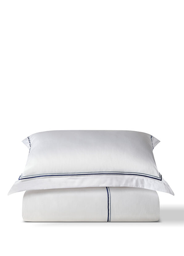 Ren Home Neema Horizon Lacivert Çizgili Pamuk Saten Ekstra Super King Size Nevresim Takımı 260 x 240 cm - 1