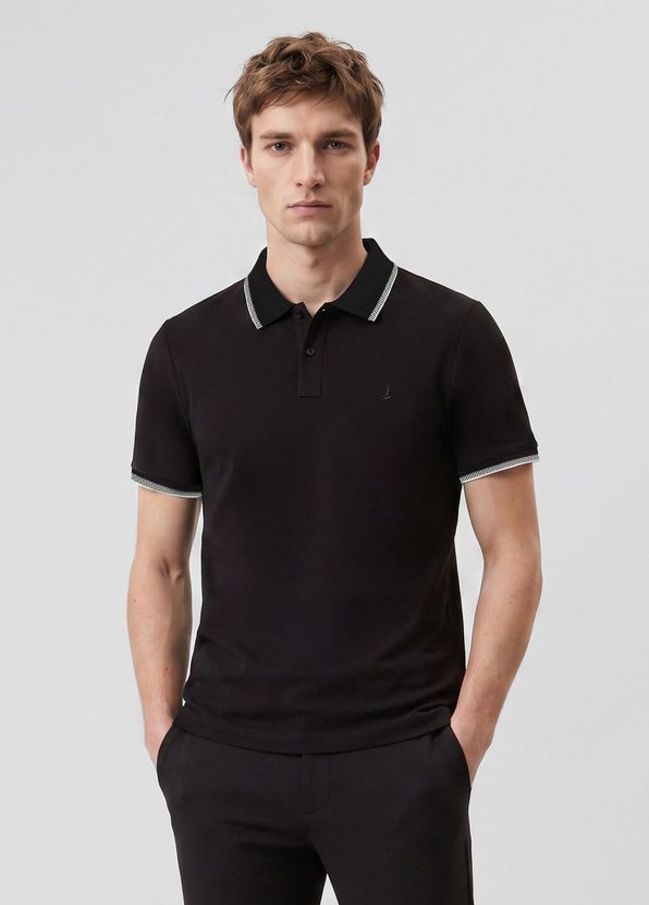 Beymen Club Black Comfort Fit Slim Ottomon Polo T-Shirt - 4