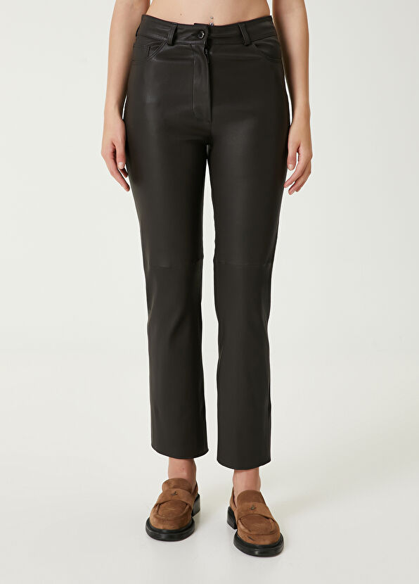 Beymen Club Skinny Fit Brown Leather Pants - 2