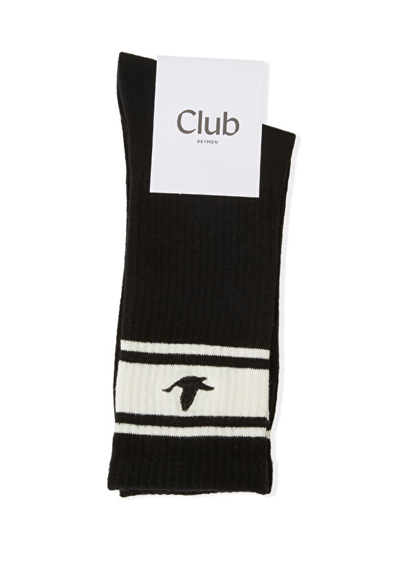 Beymen Club Black Logo Embroidered Men's Sports Socks - 1