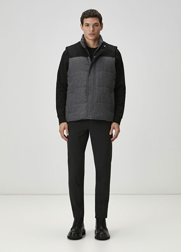 Beymen Club Antrasit Melanj Süet Garnili Yün Yelek - 3