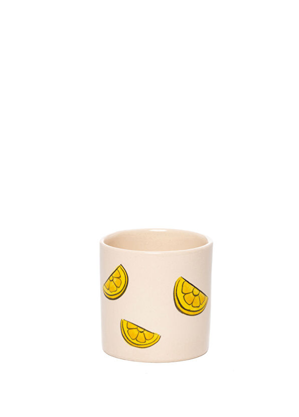 Feeling Good Inside Limon Desenli El Yapımı Beyaz Seramik Kupa - 2