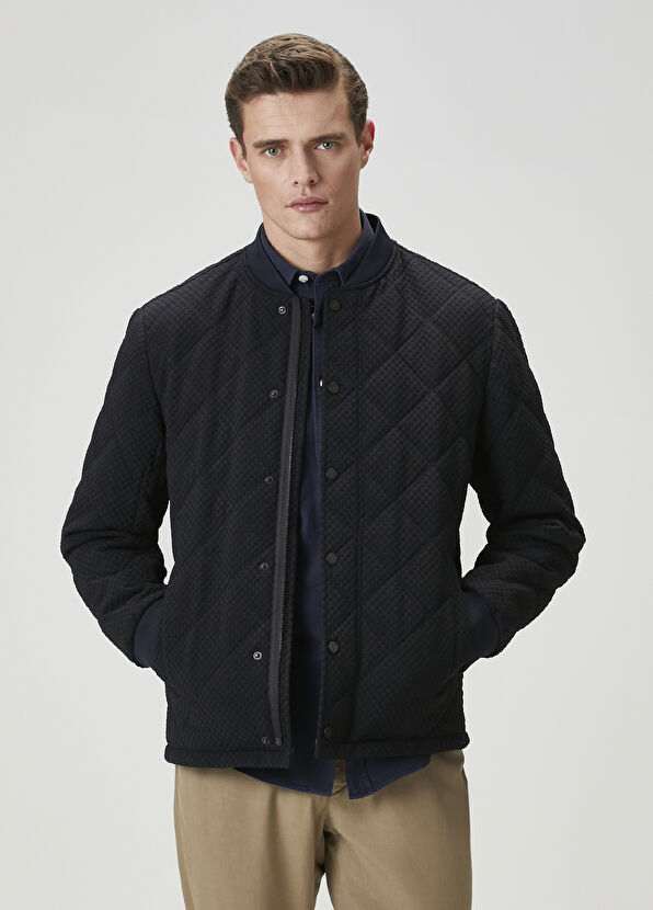 Beymen Club Navy Blue Quilted Bomber Jacket - 2