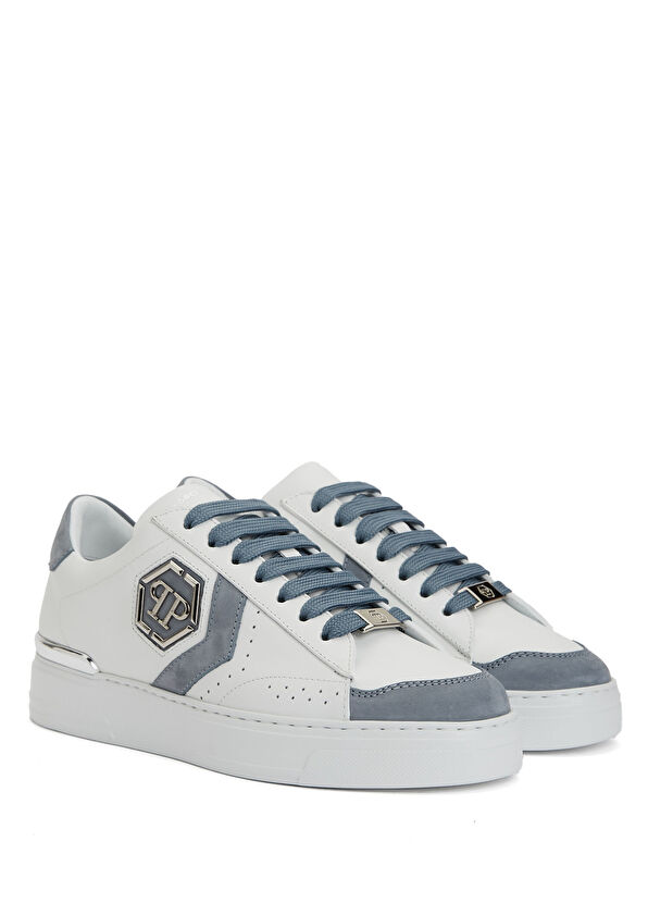 Philipp Plein Arrow Force Beyaz Mavi Erkek Deri Sneaker - 2