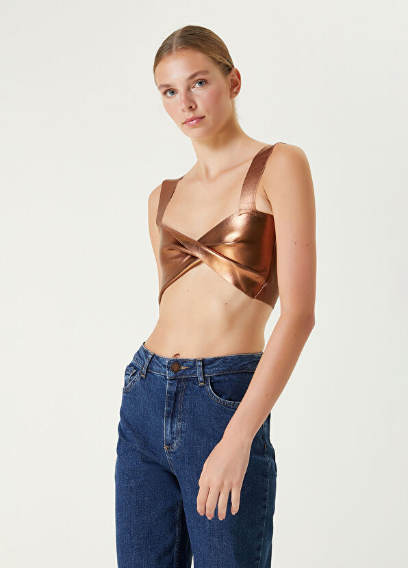 Network Bakır Rengi Askılı Triko Büstiyer - 1
