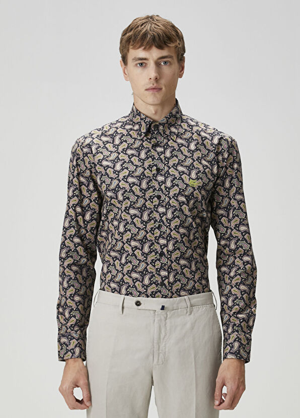 Etro Lacivert Etnik Desenli Gömlek - 1
