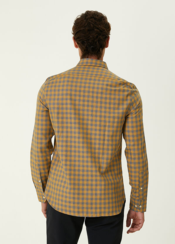 Beymen Club Slim Fit Hardal Küçük Ekose Desenli Gömlek - 4