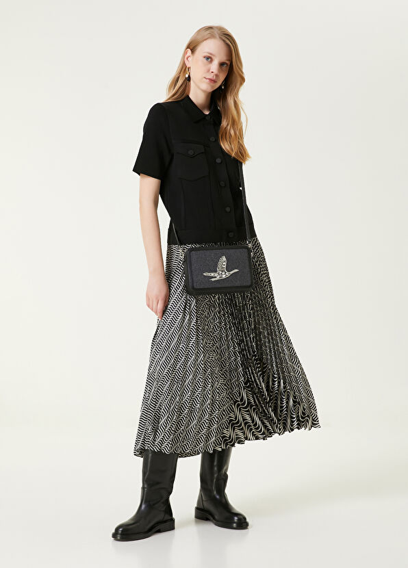 Beymen Club Antrasit Kaz Logo İşlemeli Kadın Deri Çanta - 2