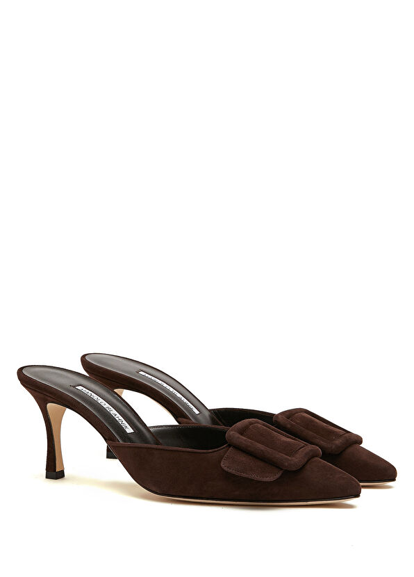 Maysale Koyu Kahverengi Kadın Süet Terlik - Görsel 3