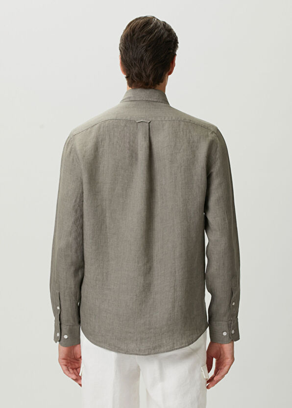 Beymen Club Comfort Fit Italian Collar Delave Linen Shirt - 4