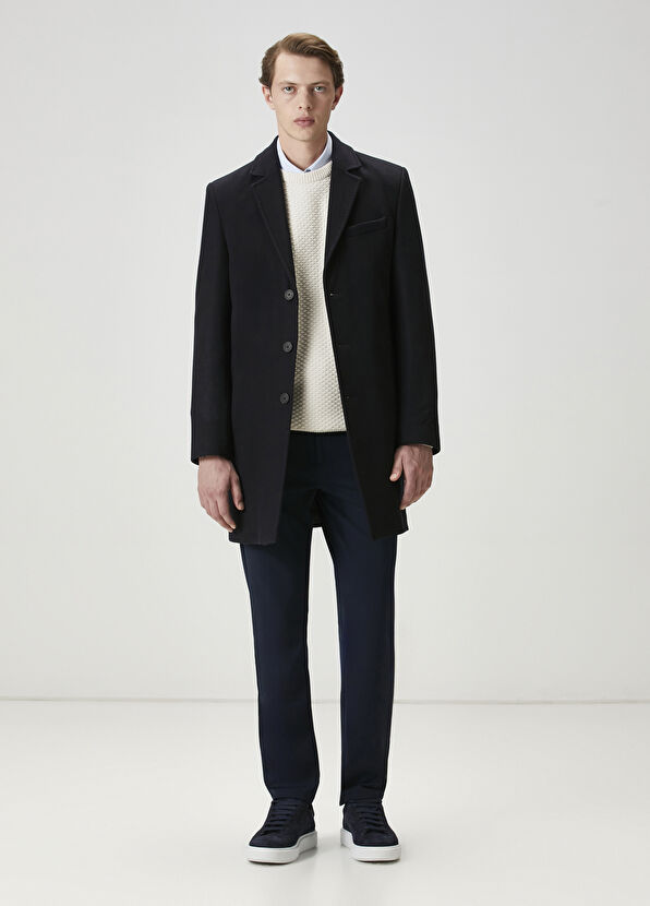 Beymen Club Lacivert İtalyan Yün Kaşe Palto - 2