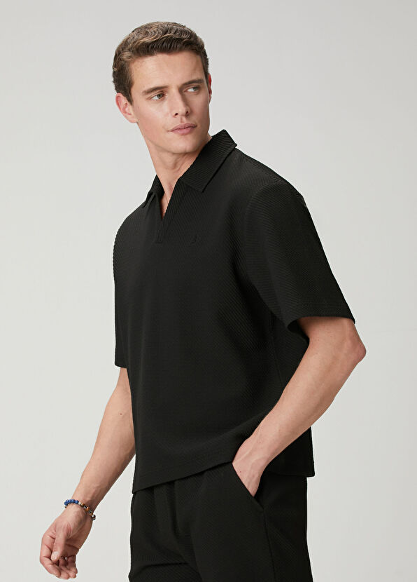 Beymen Club Siyah İri Diyagonal Dokulu Oversized T-shirt - 4