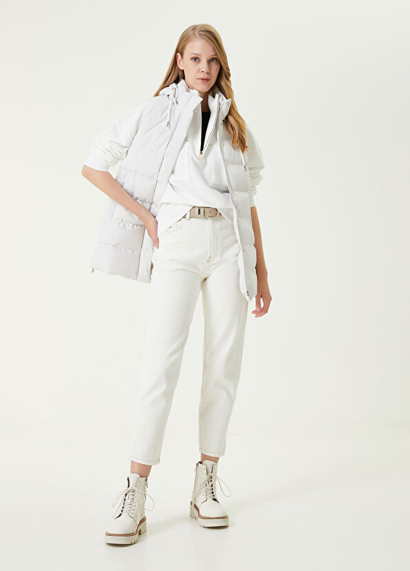 Beymen Club Kırık Beyaz Kapüşonlu Puff Yelek - 2