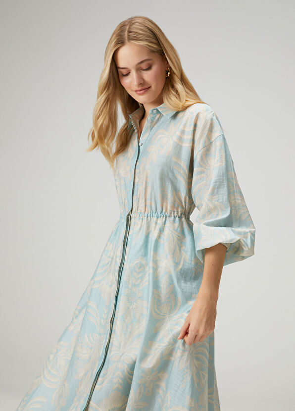 Beymen Club Mint Floral Midi Organza Shirt Dress - 2