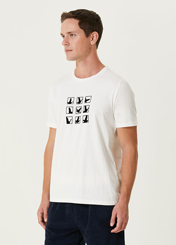 Beymen Club Kırık Beyaz Karışık Logo Baskılı T-shirt - 4
