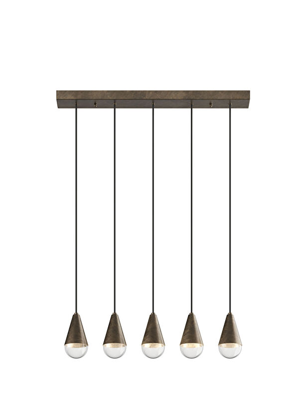 IL FANALE Dew Antique Iron 5-Piece Pendant Chandelier - 1