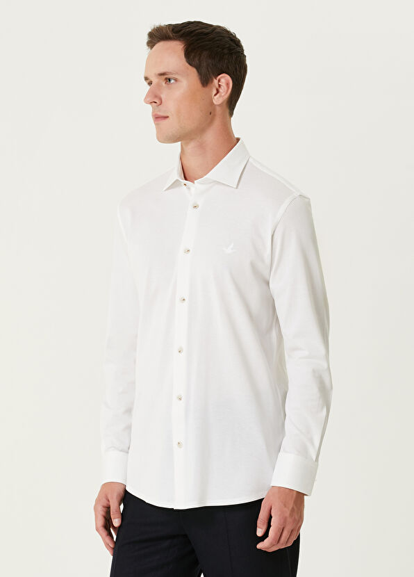 Beymen Club Slim Fit White Stretch Shirt - 4
