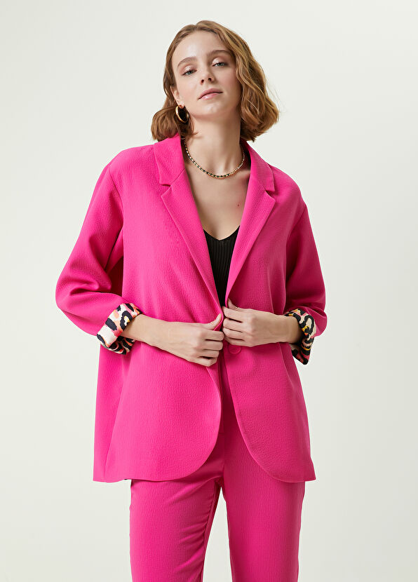 Beymen Club Fuchsia Leopard Lined Blazer - 1