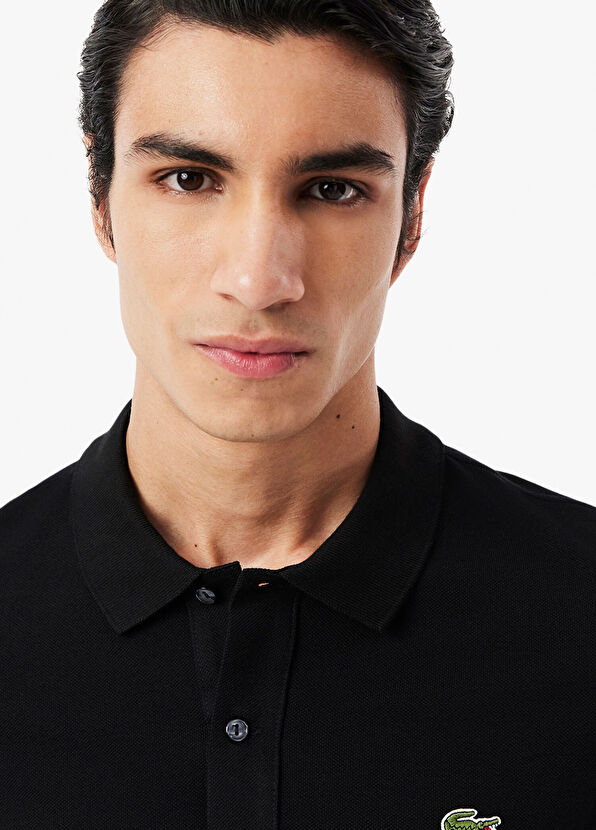 L.12.12 Siyah Slim Fit Kısa Kollu Erkek Polo T-Shirt - Görsel 3