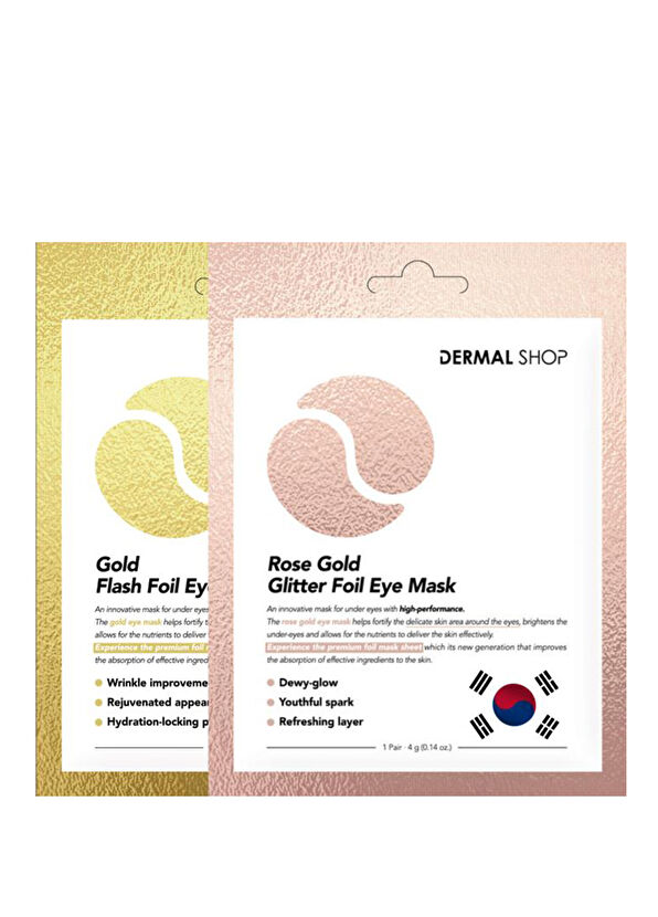 Dermal Gold Flash & Rose Gold 2 Adet Tek Kullanımlık 3 Katmanlı Folyo Göz Maskesi - 1
