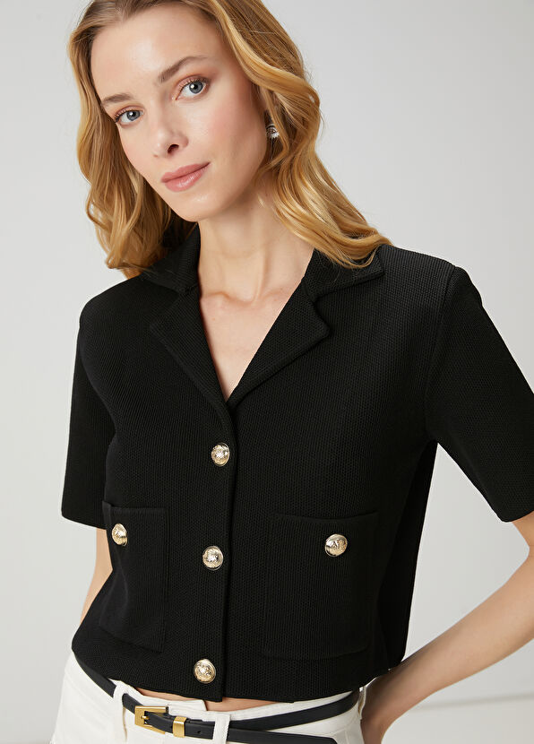 Beymen Club Siyah Crop Triko Ceket - 1