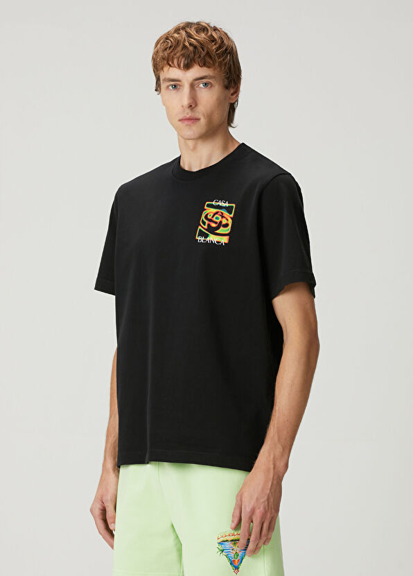 Casablanca Siyah Organik Pamuk T-shirt - 2