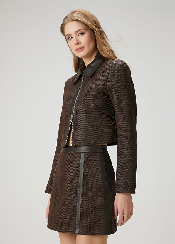 Beymen Club Brown Mini Leather Skirt - 2