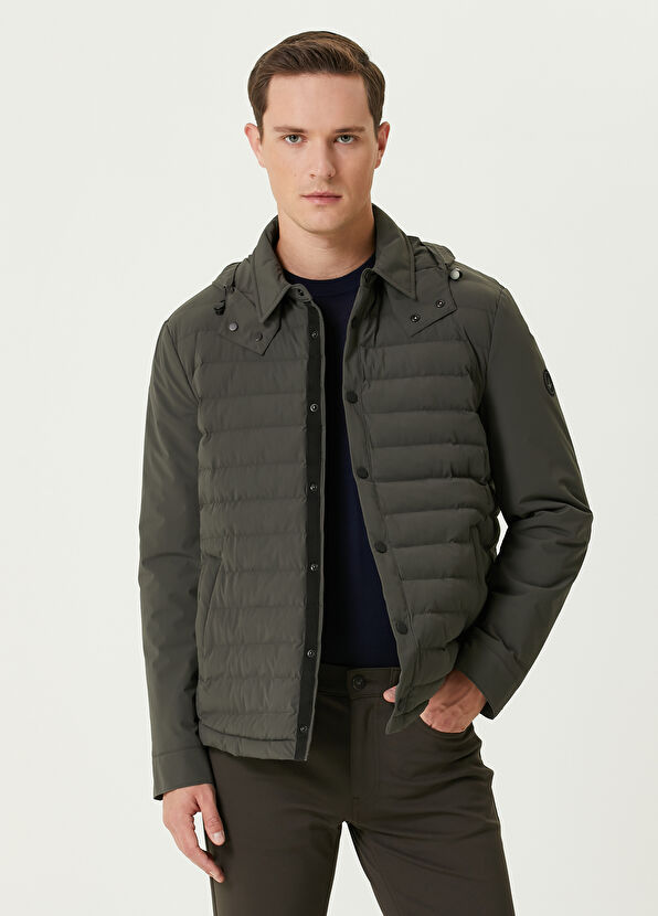 Beymen Club Haki Kapüşonlu Kapitoneli Mont - 1