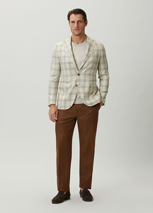 LUIGI BORRELLI Light Gray Plaid Wool Jacket - 2
