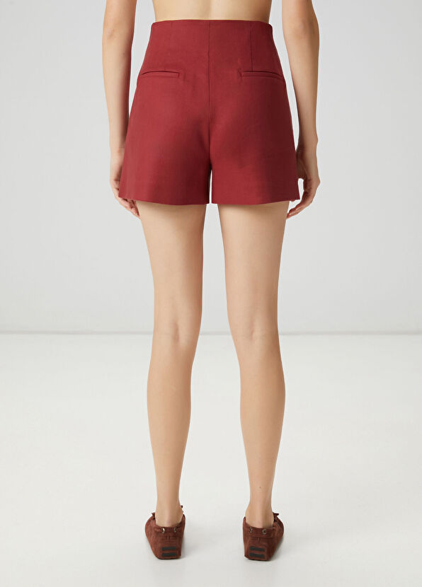 Beymen Club Kiremit Pens Detaylı Keten Şort - 4