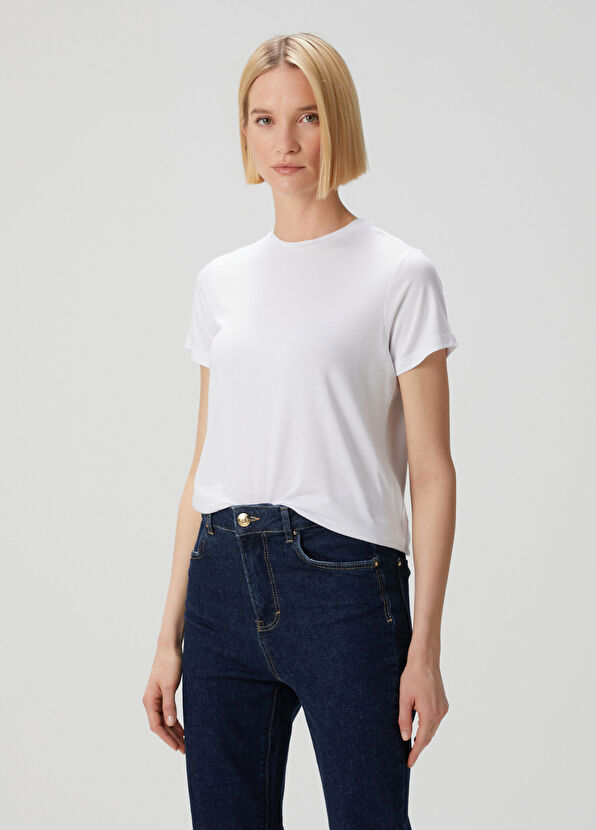 Beyaz Modal T-shirt - Görsel 2