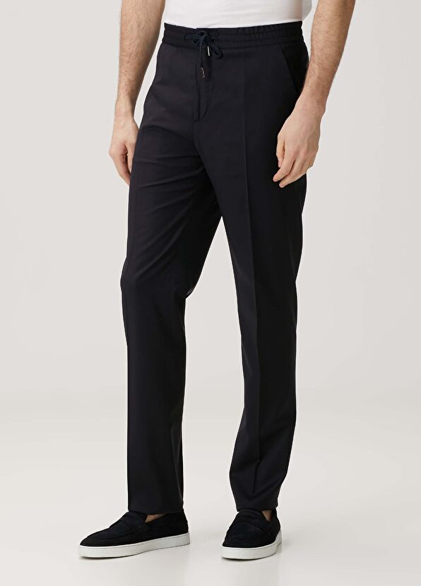 Maurizio Baldassari Siyah Beli Kordonlu Yün Pantolon - 2